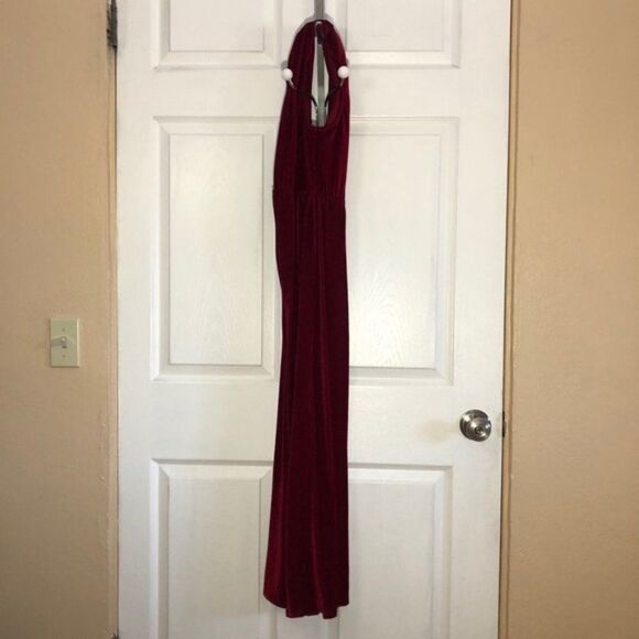Velvet Torch Red Jumpsuit Mock Ribbed Velvet Sleeveless Size M - Picture 6 of 7